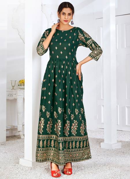 Green Colour Minakari 2 Rahul NX New latest Designer Ethnic Wear Rayon Gown Collection 1008
